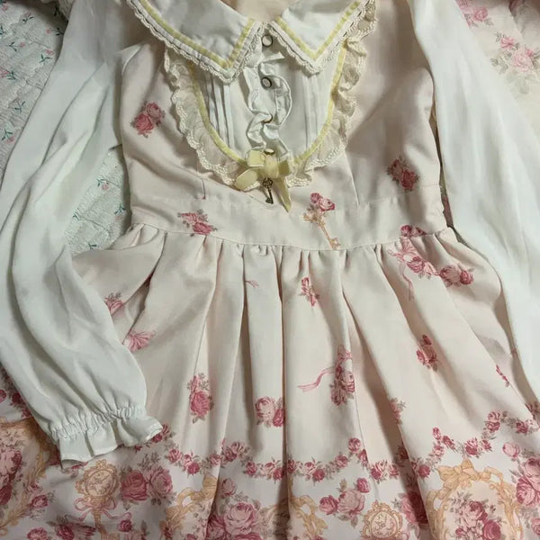 [BUNJANG] Lizlisa 17th Anniversary Floral Key Frame Dress / 리즈리사 17주년 기념 플로럴 키 프레임 원피스