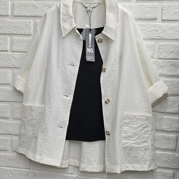 [BUNJANG] J BY White Rayon Blend 3/4 Sleeve Jacket (New) / A4694  레이온 화이트 쟈켓(J BY)새상품