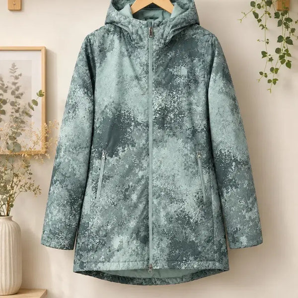 [BUNJANG] The North Face Women's Lightweight Hooded Jacket Mint Camo / 노스페이스 여성 경량 코트 속지누빔 후드 자켓 (민트 카모) S 5566