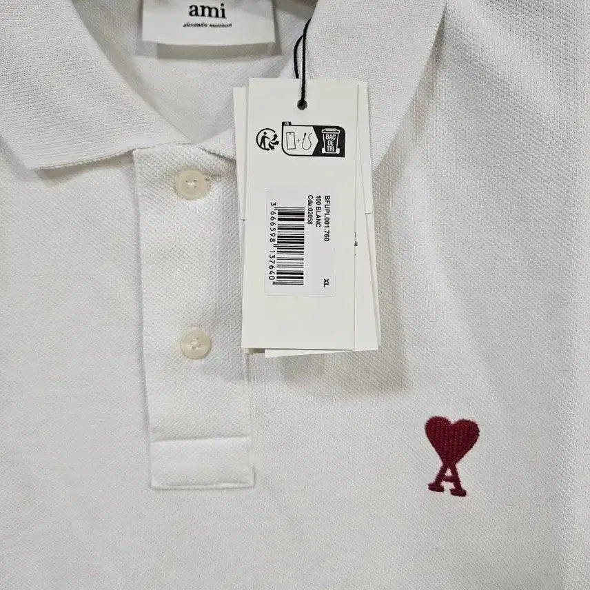 [BUNJANG] AMI White XL Short Sleeve Polo Shirt / 아미  반팔 카라티 화이트 엑스라지