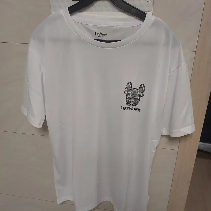 [BUNJANG] Life Work French Bulldog Short Sleeve T-Shirt White XXL / 라이프워크 프렌치불독 반팔티 화이트 XXL  새상품