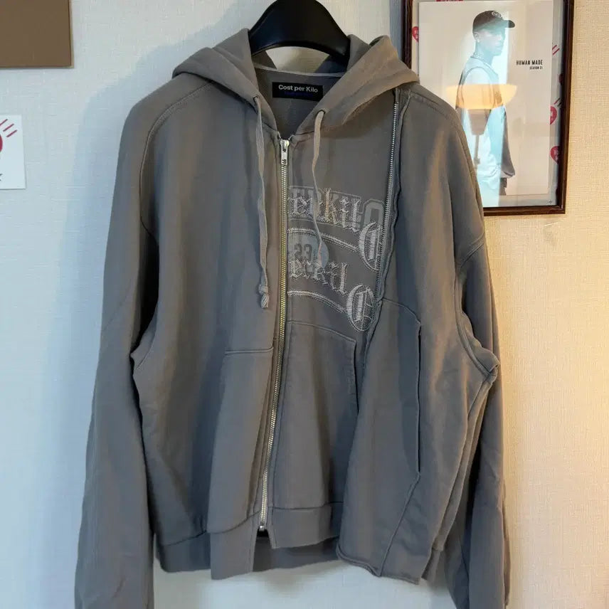 [BUNJANG] Cost per kilo Double Zipper Hoodie Gray M / (M)코스트퍼킬로 더블 지퍼 후드집업 그레이
