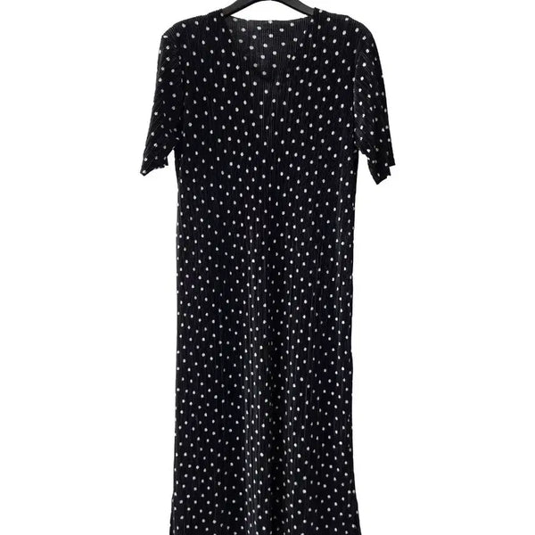 [BUNJANG] Black Polka Dot Pleated Dress / F/블랙 도트 주름원피스