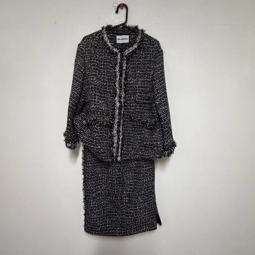 [BUNJANG] Karl Lagerfeld Tweed Skirt Suit Set / 정품 칼 라거펠트 트위드 치마 정장세트