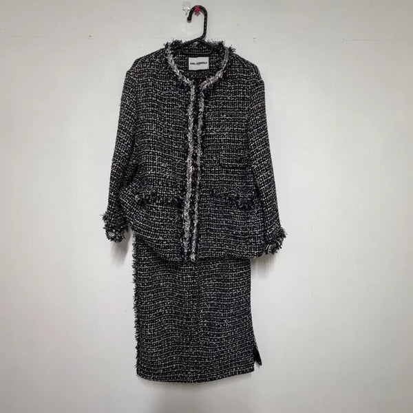 [BUNJANG] Karl Lagerfeld Tweed Skirt Suit Set / 정품 칼 라거펠트 트위드 치마 정장세트