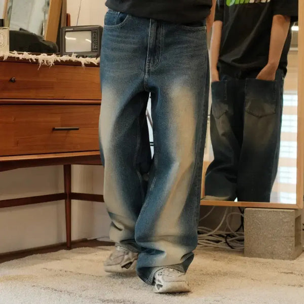 [BUNJANG] Satur Vintage Washed Wide Denim Pants / 세터 빈티지 워싱 와이드 데님 팬츠