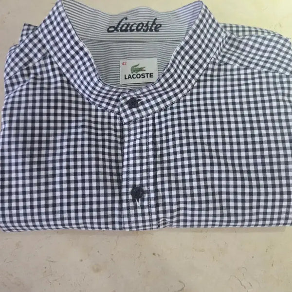 [BUNJANG] Lacoste Gingham Check Shirt Navy Size 42 / 빅사이즈  라코스테 깅엄 체크 셔츠 42 네이비  120