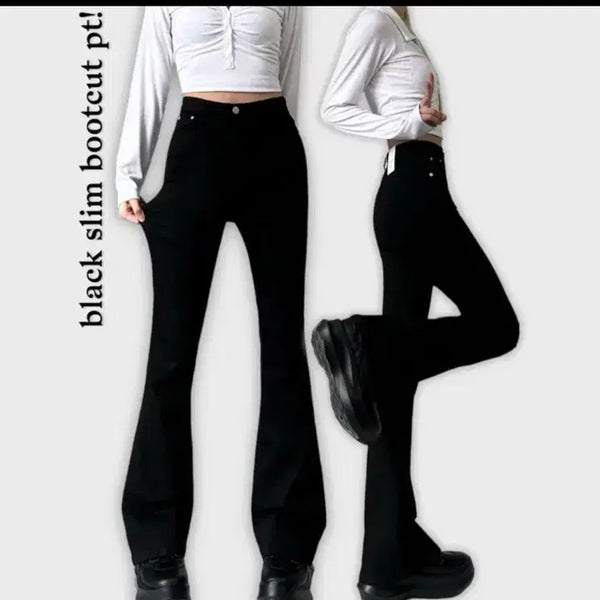 [BUNJANG] Mio Black Slim Bootcut Pants / 미오 블랙 슬림 부츠컷 팬츠