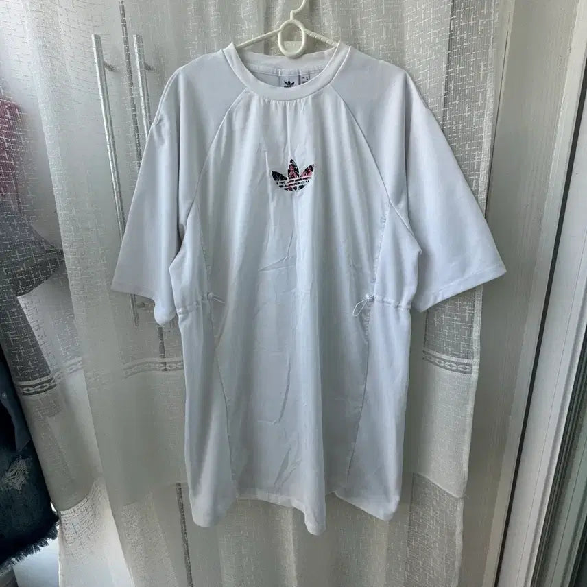 [BUNJANG] Adidas White Floral Logo Dress L / 아디다스 화이트 플로럴로고 원피스 L