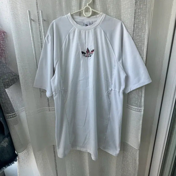 [BUNJANG] Adidas White Floral Logo Dress L / 아디다스 화이트 플로럴로고 원피스 L