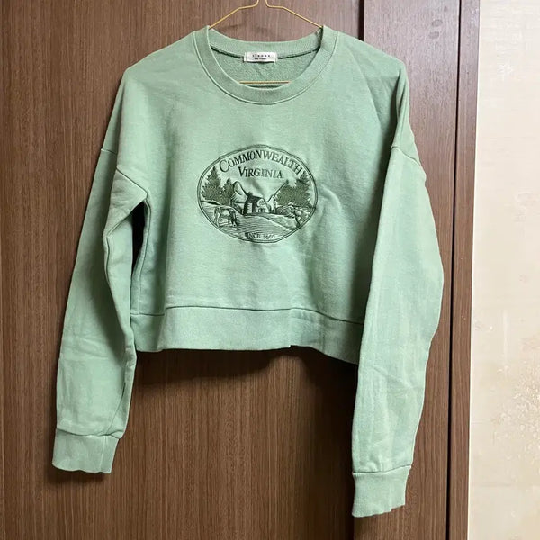 [BUNJANG] Green Cropped Sweatshirt / 그린 크롭 맨투맨 그린 맨투맨