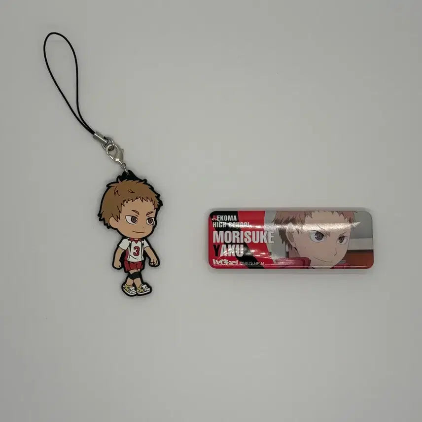 [BUNJANG] Haikyuu!! Yaku Accessories Set: Rubber Strap & Can Badges / 하이큐 야쿠 굿즈 러버스트랩 키링 및 캔뱃지
