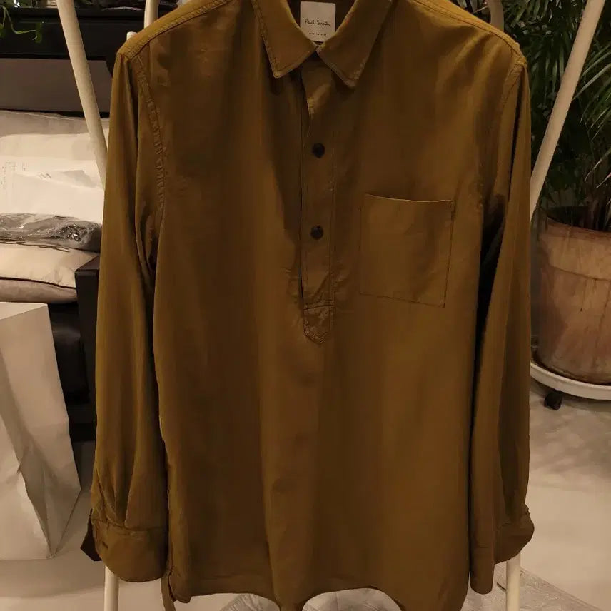 [BUNJANG] Paul Smith Mainline Oversized Popover Shirt - Mustard Khaki Brown (XL) / 폴스미스 최상위  메인라인 오버핏 팝오버 셔츠 (XL)