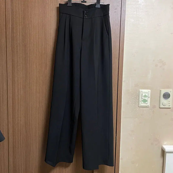 [BUNJANG] Black Banding Pintuck Wide Slacks / 블랙 밴딩 핀턱 와이드 슬랙스 밴딩 슬랙스 핀턱 슬랙스 s