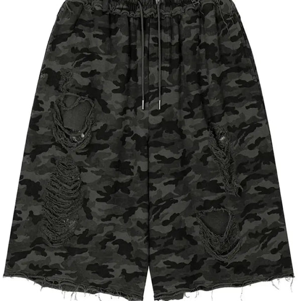 [BUNJANG] trimmingbird Camo Scratch Damage Bermuda Shorts / 트리밍버드 카모 스크레치 데미지버뮤다 팬츠