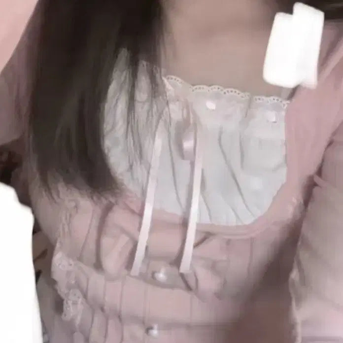 [BUNJANG] Shein Pink Lace Blouse / 핑크 레이스 블라우스