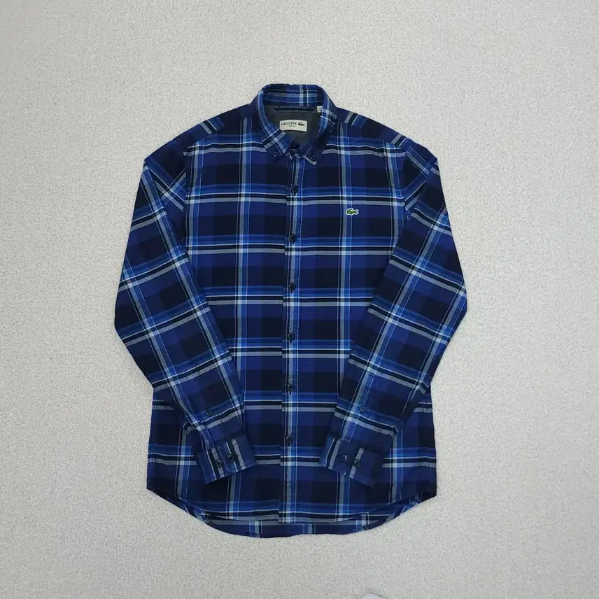 [BUNJANG] Lacoste Men's Slim Fit Check Shirt / (S)라코스테 남자 체크 셔츠 슬림핏 남방 봄 가을 W4184