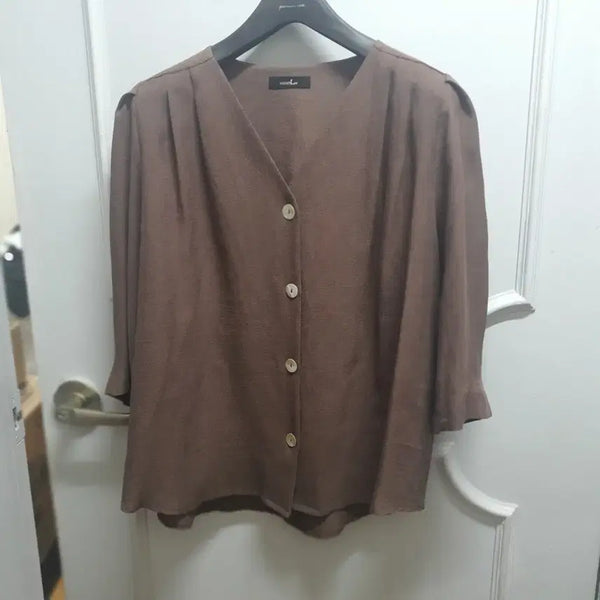 [BUNJANG] Brown Linen Blouse / (새상품)브라운 린넨 블라우스