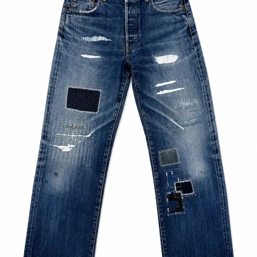 [BUNJANG] Levi's 503B XX Sashiko Patchwork Selvedge Denim Pants / 리바이스 503B XX 셀비지 사시코 패치워크 팬츠
