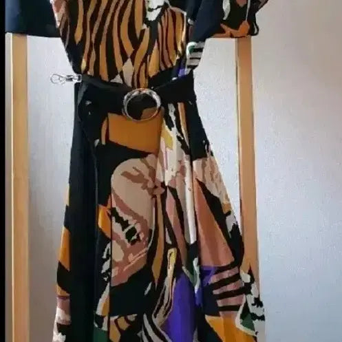 [BUNJANG] Luxury Print Belted Long Dress / 명품 프린트 벨티드 롱원피스(택유/새제품)