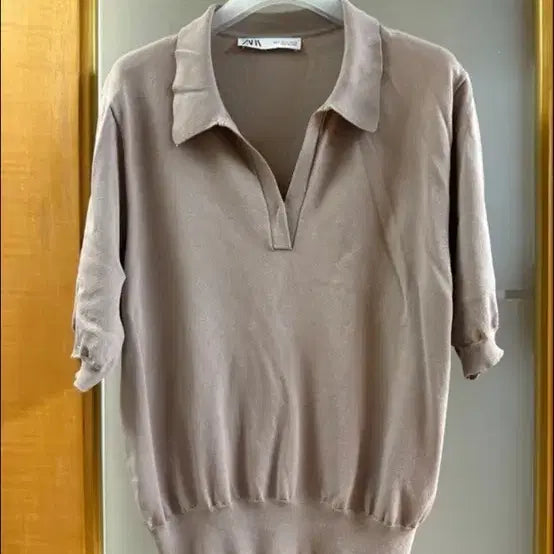 [BUNJANG] Zara Collared Short-Sleeve Knit Beige / ZARA 카라 반팔 니트 베이지