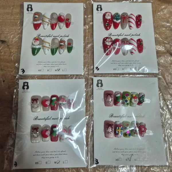 [BUNJANG] Christmas Nail Tips (Medium/Small Sizes) / 크리스마스 네일팁