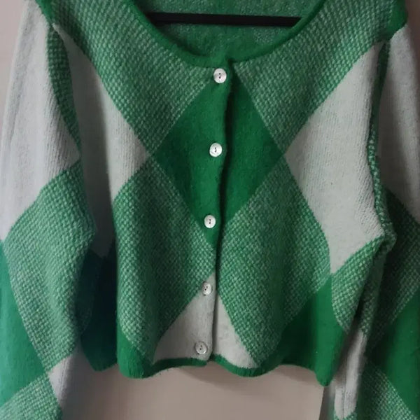 [BUNJANG] Zara Green Check Pattern Cardigan / 자라가디건