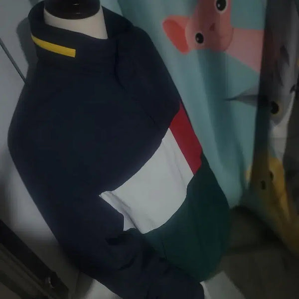 [BUNJANG] Tommy Hilfiger Navy Color Block Windbreaker Anorak Jacket M / 타미힐피거 네이비 컬러 블록 자켓 바람막이 아노락 M