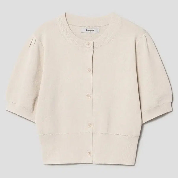 [BUNJANG] 8seconds Puff Sleeve Summer Knit Cardigan Top / 75%할인) 에잇세컨즈 반팔 퍼프 여름 니트 가디건 상의
