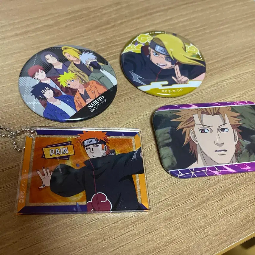 [BUNJANG] Naruto Akatsuki Character Badge & Pain Keychain Set / 나루토 뱃지(데이다라, 주고,여러명), 키링(페인),카드, 사쿠라 세트
