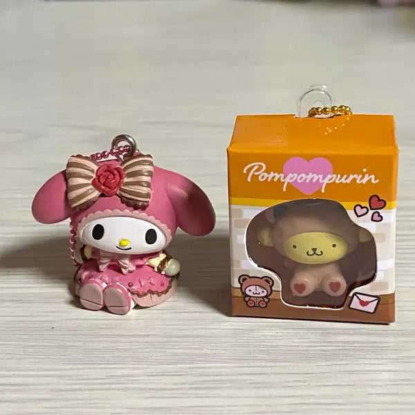 [BUNJANG] Sanrio My Melody & Pompompurin Figure Keyring Bundle Set / 일괄) 마이멜로디, 폼폼푸린 피규어 키링