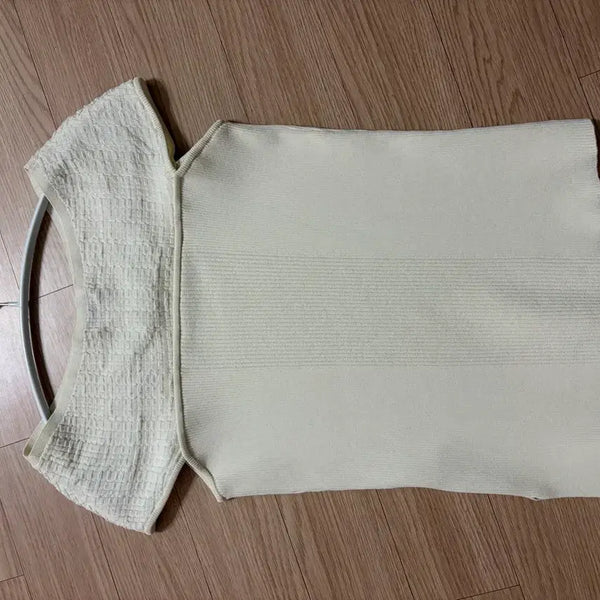 [BUNJANG] SYSTEM Boatneck Layer Sleeveless Knit Top / 시스템 보트넥 레이어 슬리브리스 니트 탑