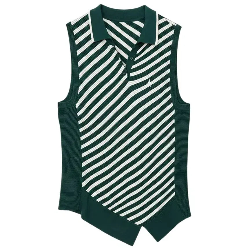 [BUNJANG] Beanpole Golf Striped Asymmetrical Vest / 여성90/ 빈폴 골프 단가라 언발 조끼 베스트