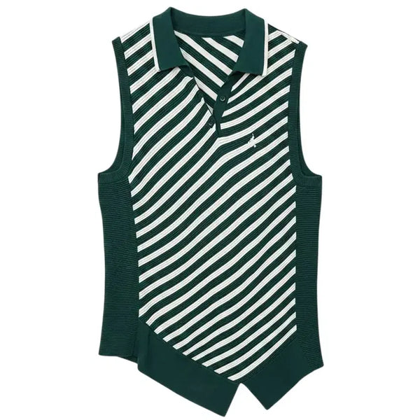 [BUNJANG] Beanpole Golf Striped Asymmetrical Vest / 여성90/ 빈폴 골프 단가라 언발 조끼 베스트