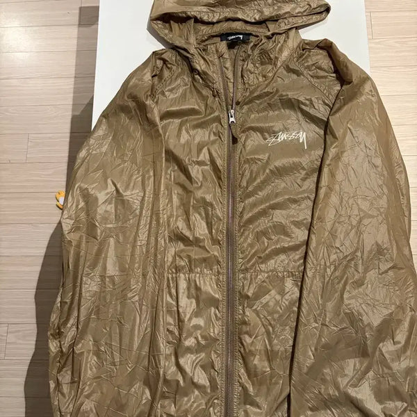 [BUNJANG] Stüssy Beach Shell Wrinkle Nylon Jacket Brown / 스투시 비치 쉘 링클 나일론 자켓 브라운