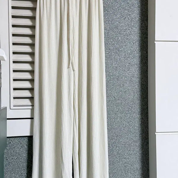 [BUNJANG] Pleated Wide Banding Long Pants / 플리츠 쿨 주름 와이드 밴딩 롱 팬츠 하이웨스트 추리닝 여름찰랑바지