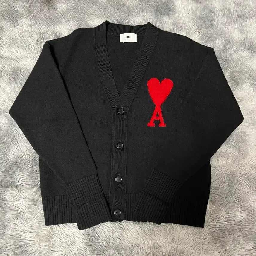 [BUNJANG] AMI Intarsia Big Logo Cardigan / 아미 인타르시아 빅로고 가디건