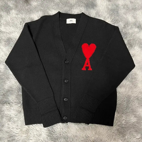 [BUNJANG] AMI Intarsia Big Logo Cardigan / 아미 인타르시아 빅로고 가디건