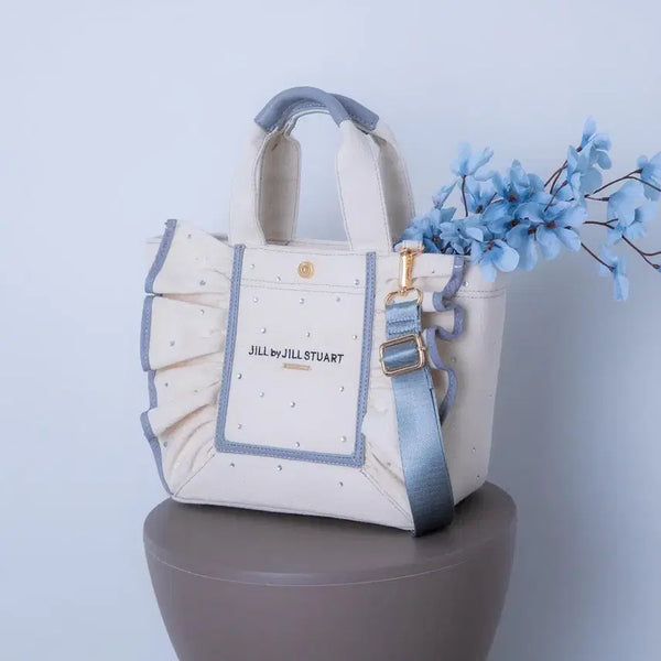 [BUNJANG] JILLSTUART New York Frame Frill Tote Bag Blue Grey / 질바이질스튜어트 프레임 프릴 토트백 블루 그레이 가방 스나계