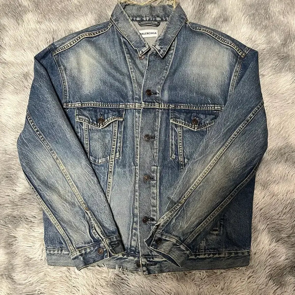 [BUNJANG] Balenciaga Back Logo Denim Jacket / 발렌시아가 백로고 데님 청자켓