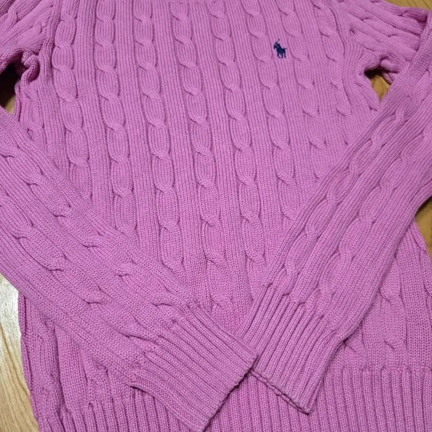 [BUNJANG] Polo Ralph Lauren Women's Pink Cable Knit Sweater / 폴로 랄프로렌 여성 정품 핑크 케이블 니트