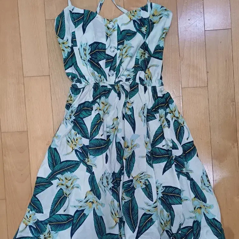 [BUNJANG] Floral Print Spaghetti Strap Cotton Blend Dress / 끈나시 꽃가라 원피스 면혼방