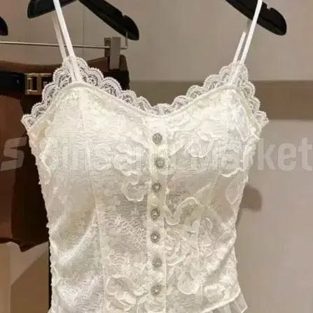 [BUNJANG] Yuko Lace Cami - Feminine, Sexy, Cute, Lovely Summer Top / [당일발송] 유코 레이스 캡 나시 갸루 페미닌 섹시 큐티 러블리 여름 보