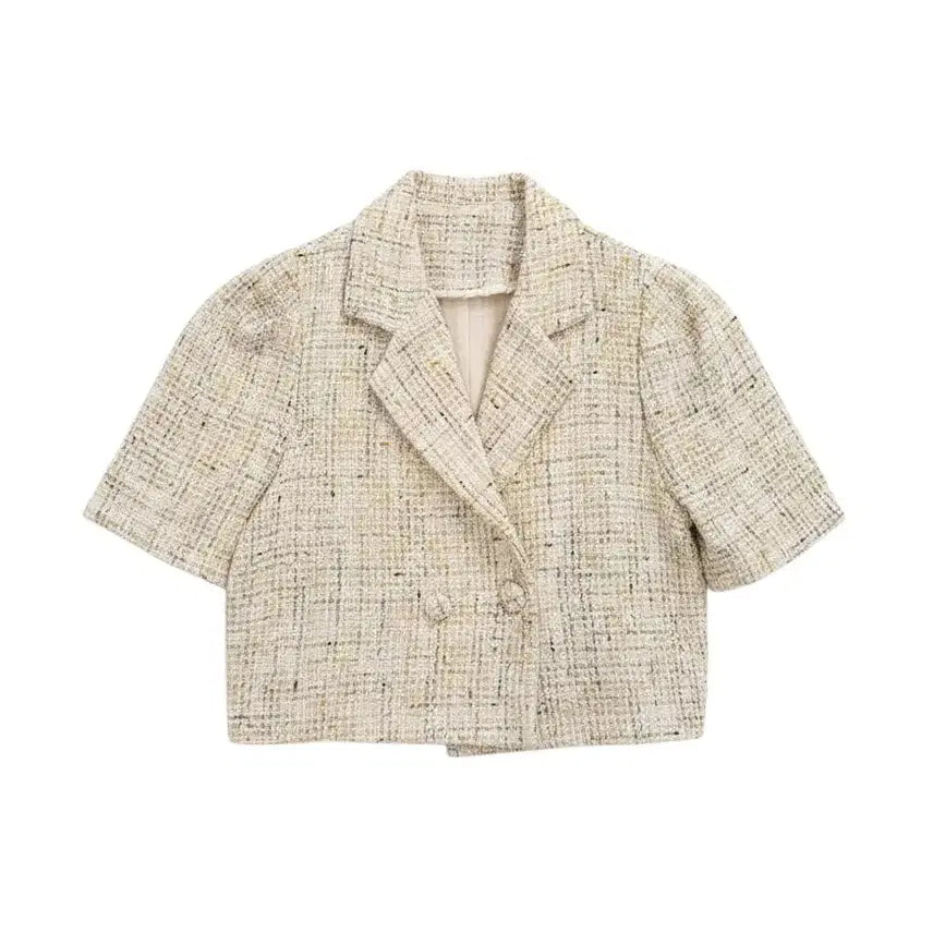 [BUNJANG] Women's Basic Short Sleeve Cropped Jacket / 여성S/ 베이직 반팔 크롭 자켓