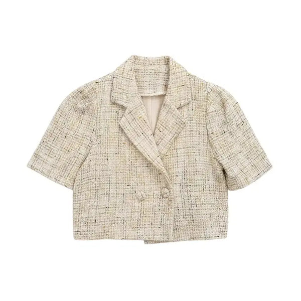 [BUNJANG] Women's Basic Short Sleeve Cropped Jacket / 여성S/ 베이직 반팔 크롭 자켓