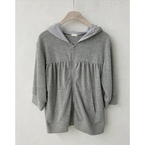 [BUNJANG] COHAG After Monday Dotti Shirring Hood Zip-up Grey / 콜하그 에프터먼데이 더기 도트 셔링 후드집업 그레이