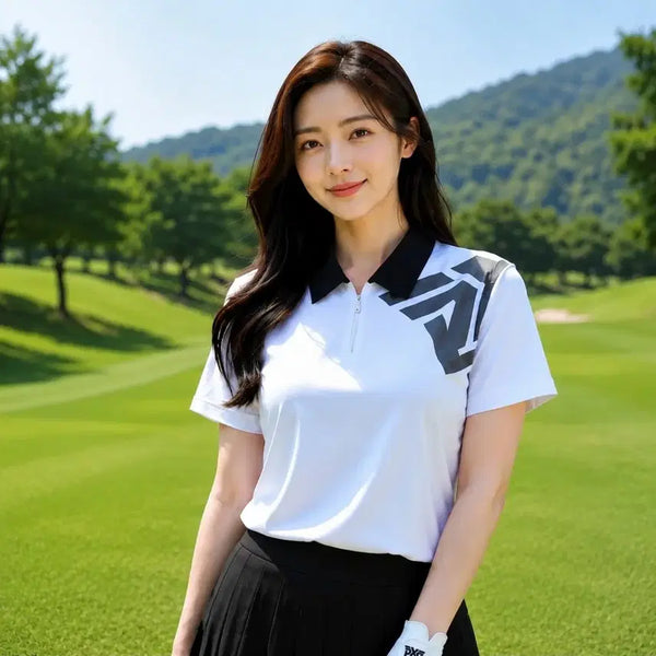 [BUNJANG] PXG Women's Golf Big Logo Half Zip Collar Short Sleeve T-Shirt L / [정품]PXG 골프 여성 빅 로고 하프 집업 카라 반팔 티셔츠 L