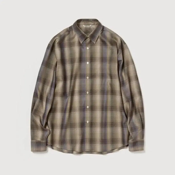 [BUNJANG] Auralee 25AW Super Light Wool Check Shirt Brown/Blue Size 3 / 오라리 25AW 슈퍼 라이트 울 체크 셔츠 3사이즈 브라운블루