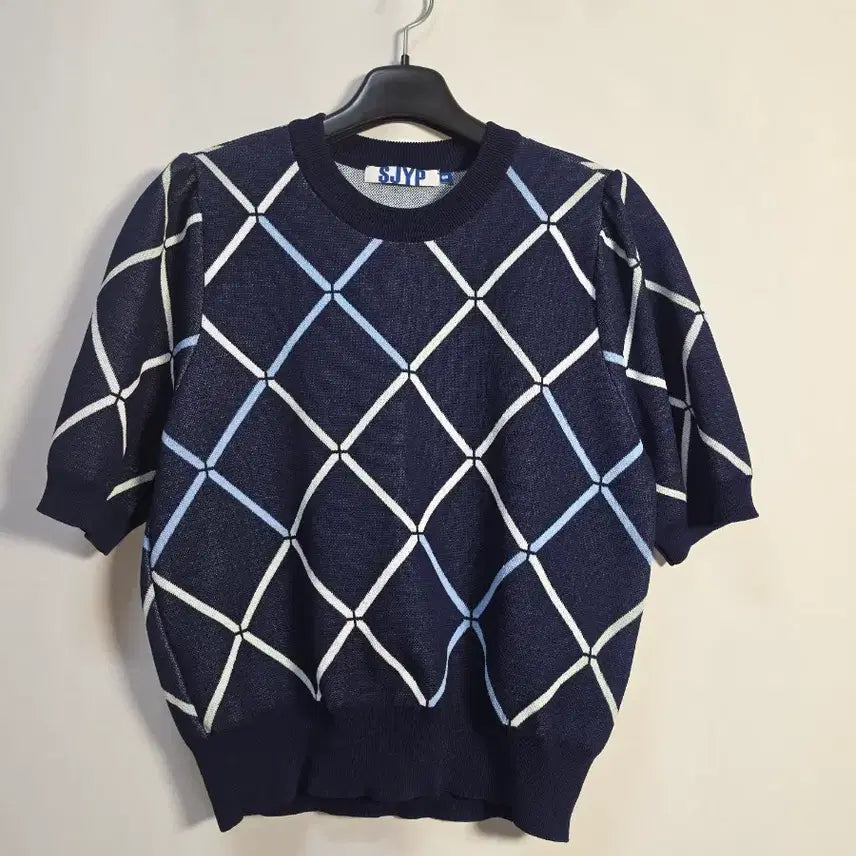 [BUNJANG] SJYP Argyle Puff Sleeve Knit Sweater S / SJYP 니트