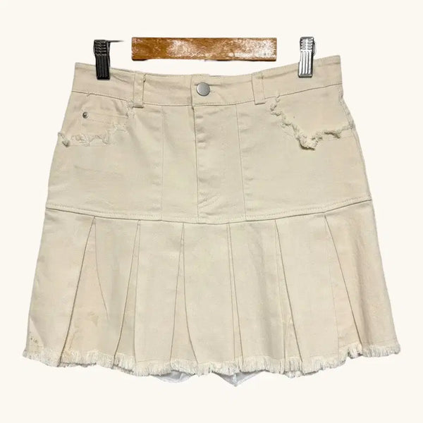 [BUNJANG] 1723 Beige Pleated Mini Skirt / 1723 베이지 플리츠 미니스커트
